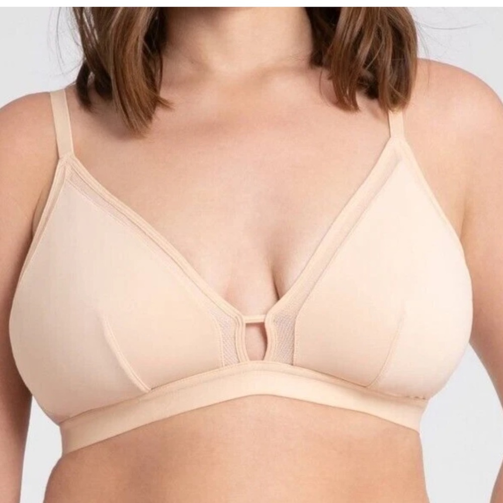 LIVELY Women's Busty Mesh Trim Bralette 
Size 3 dark Beige Wirefree bra NWT